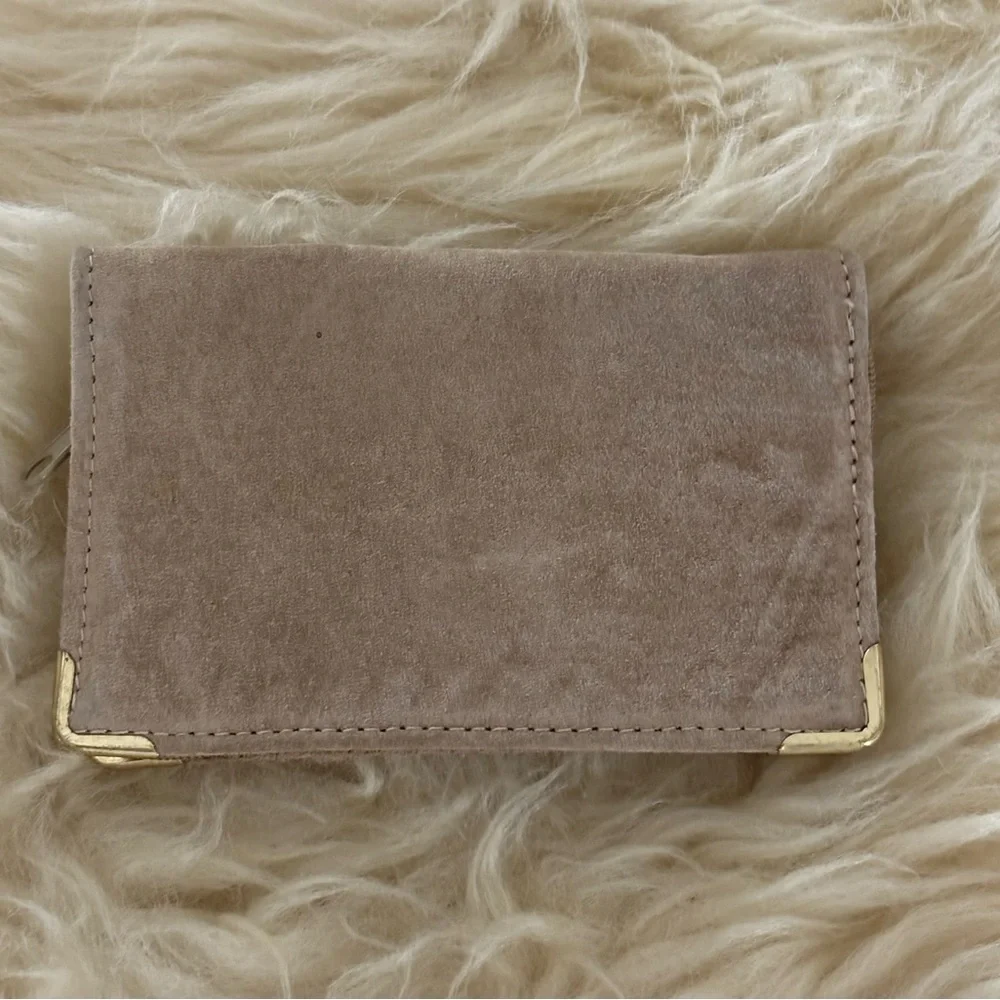 NWT Tan Suede Leather Card Holder